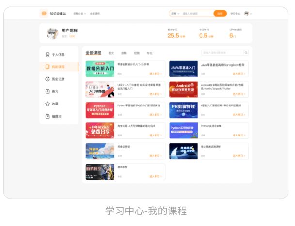 學習中心，我的課程