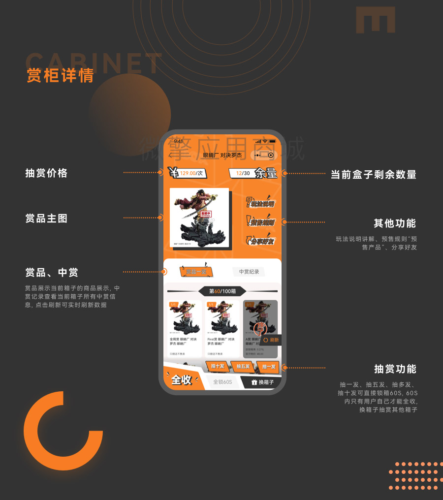 賞柜詳情，抽賞價格，賞品主圖，當前盒子剩余數量