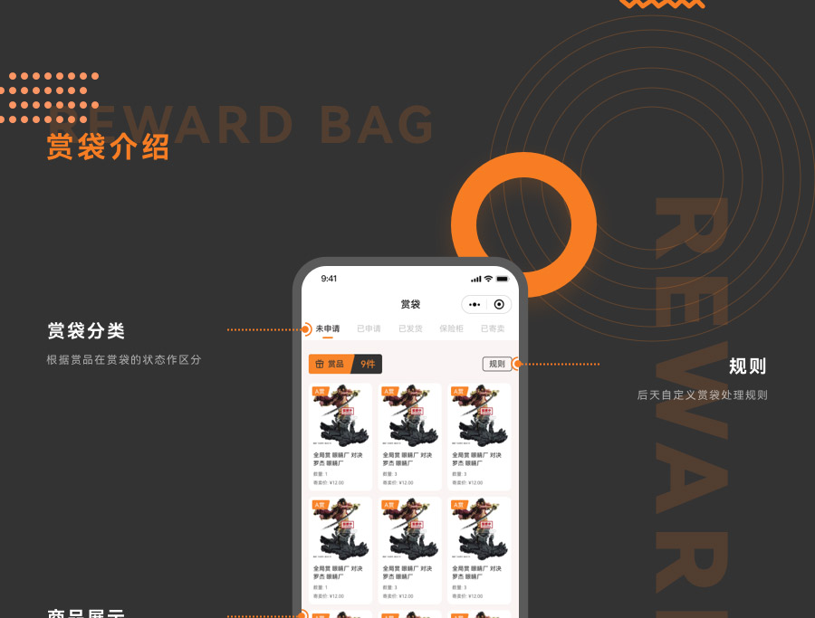 賞袋分類，根據賞品在賞袋狀態作區分